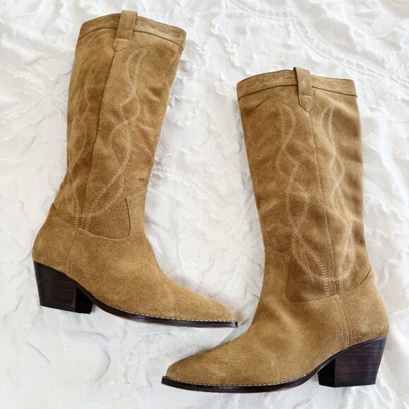 Marc Fisher Natural Edania Cowboy Boots Size 9.5 New - Picture 2 of 12